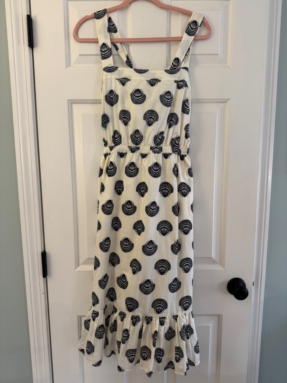 J. Crew Midi Dress with black Shell Print
